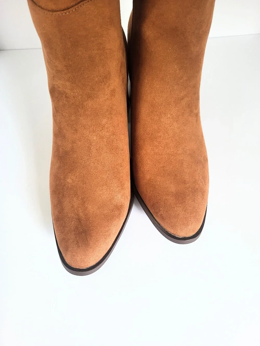 NWT A New Day Camel Brown Vegan Suede Knee High Chunky Heel Boots Size 9